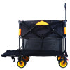 Big large capacity Folding cart Extra Long Extender Wagon Cart Folding Wagon Garden Shopping Beach Cart (black +orange)
