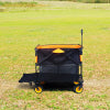 Big large capacity Folding cart Extra Long Extender Wagon Cart Folding Wagon Garden Shopping Beach Cart (black +orange)
