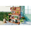 65" Large Wooden Farmhouse Rustic Outdoor Potting Bench Table Garden Potting Bench with 4 Storage Shelves and Side Hook,Natural